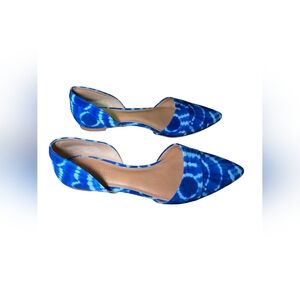 J Crew Tie Dye D'orsay Flats Blue Shoes Women Size 8
